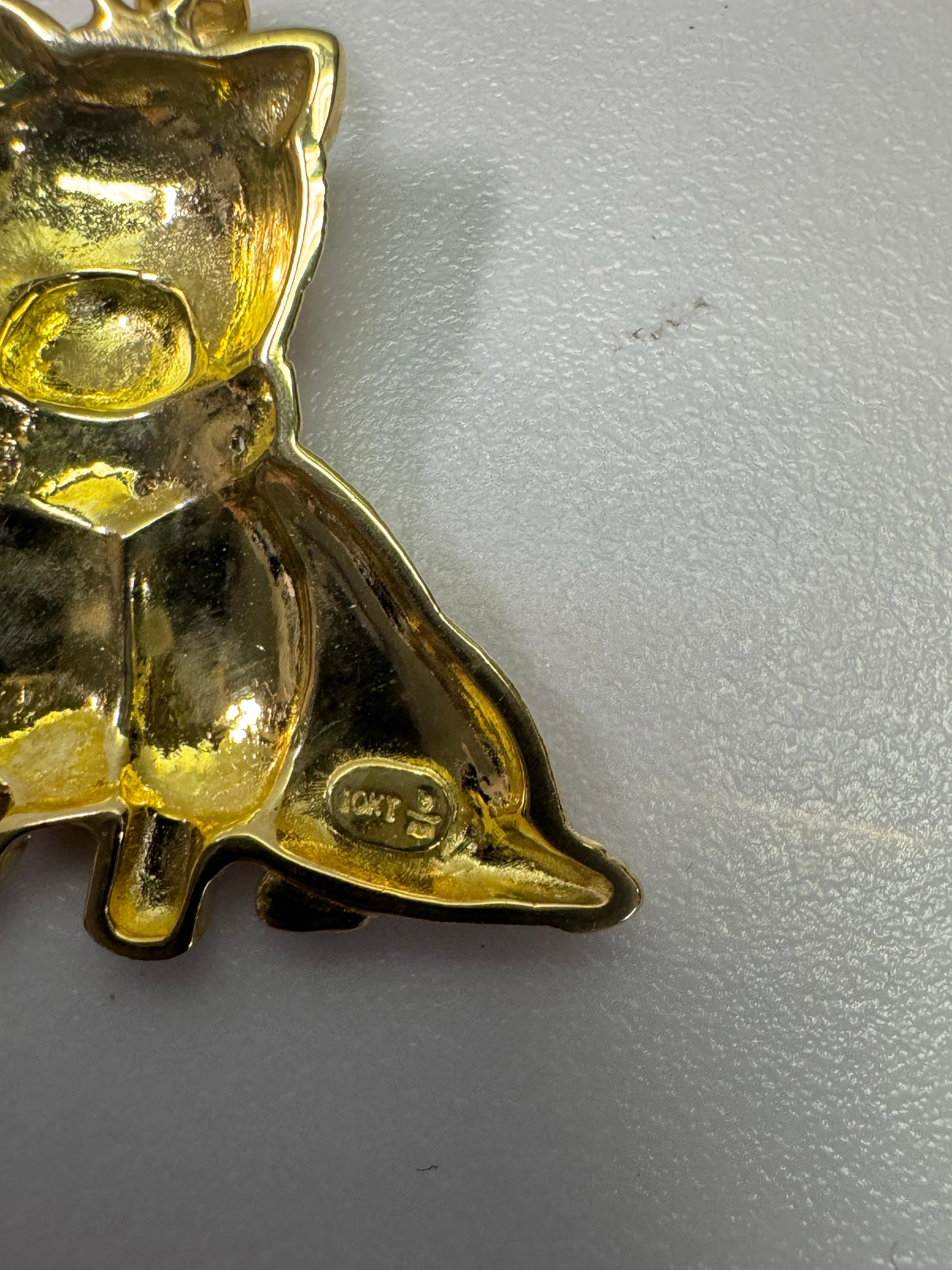 Women's or Men's Yellow Gold Diamond Terrier Dog Pendant For Sale