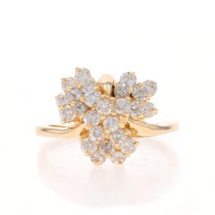 Yellow Gold Diamond Three-Leaf Clover Cluster Cocktail Ring 14k 1.00ctw Shamrock
