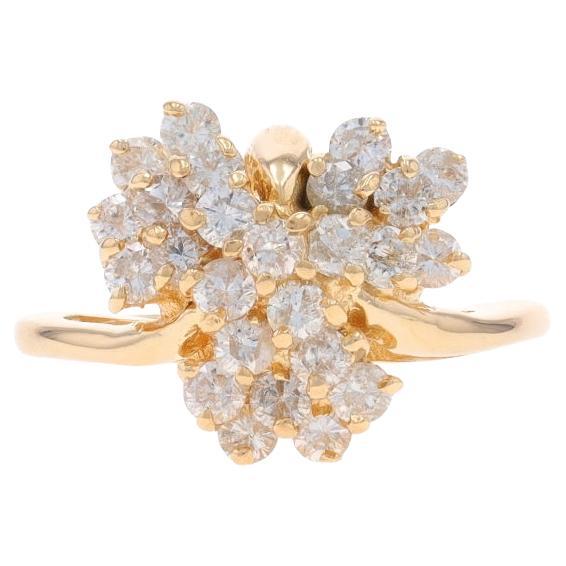 Yellow Gold Diamond Three-Leaf Clover Cluster Cocktail Ring 14k 1.00ctw Shamrock