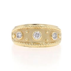 Yellow Gold Diamond Three-Stone Band - 14k Round Brilliant .30ctw Ring