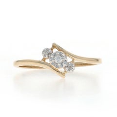 Yellow Gold Diamond Three-Stone Bypass Ring - 10k Round Brilliant & Single