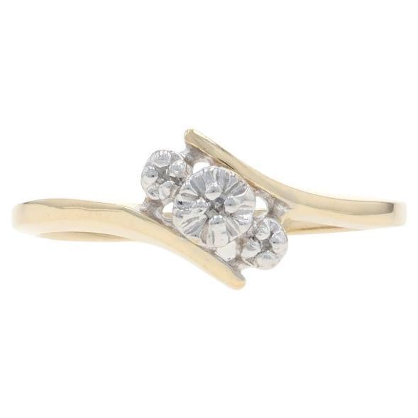 Yellow Gold Diamond Three-Stone Bypass Ring - 10k Single For Sale