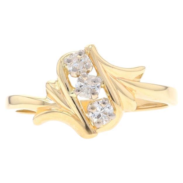 Yellow Gold Diamond Three-Stone Bypass Ring - 14k Round Brilliant .28ctw