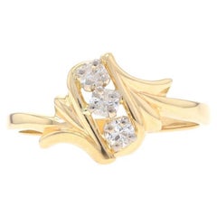 Yellow Gold Diamond Three-Stone Bypass Ring - 14k Round Brilliant .28ctw