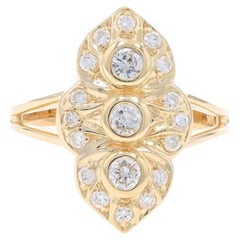 Gelbgold Diamant Drei-Stein-Cluster Halo Ring - 14k Runde Brillant .55ctw