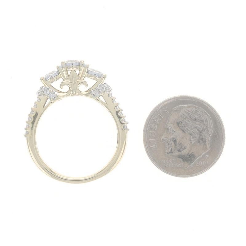 Yellow Gold Diamond Three-Stone Engagement Ring - 10k Round Brilliant 1.00ctw For Sale 1
