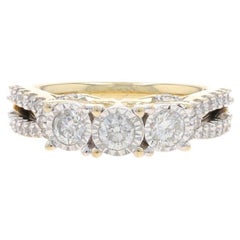 Anillo de compromiso de oro amarillo con tres diamantes - 10k Brillante redondo 1,00ctw