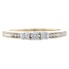 Antique Yellow Gold Diamond Three-Stone Engagement Ring 10k Round Brilliant Cut .25ctw