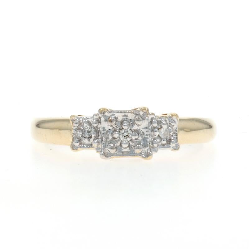 Yellow Gold Diamond Three-Stone Engagement Ring - 10k Round Brilliant For Sale