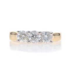 Yellow Gold Diamond Three-Stone Engagement Ring - 14k Round 1.00ctw