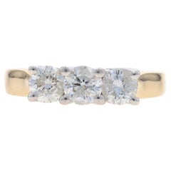 Yellow Gold Diamond Three-Stone Engagement Ring - 14k Round 1.00ctw