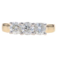 Yellow Gold Diamond Three-Stone Engagement Ring - 14k Round 1.00ctw