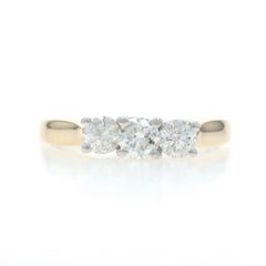 Yellow Gold Diamond Three-Stone Engagement Ring - 14k Round Brilliant 1.00ctw