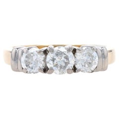 Gelbgold Diamant Drei-Stein-Verlobungsring - 14k Runde Brillant 1,00ctw