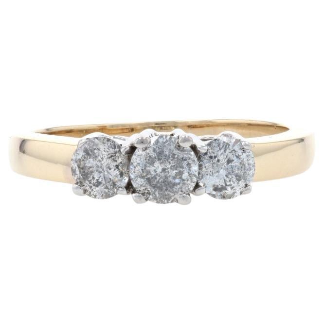Yellow Gold Diamond Three-Stone Engagement Ring - 14k Round Brilliant 1.00ctw