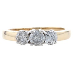 Yellow Gold Diamond Three-Stone Engagement Ring - 14k Round Brilliant 1.00ctw