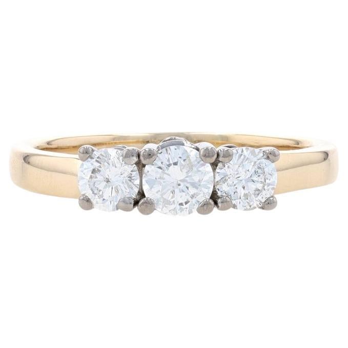 Yellow Gold Diamond Three-Stone Engagement Ring - 14k Round Brilliant 1.01ctw
