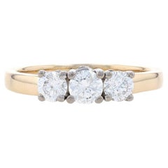Yellow Gold Diamond Three-Stone Engagement Ring - 14k Round Brilliant 1.01ctw