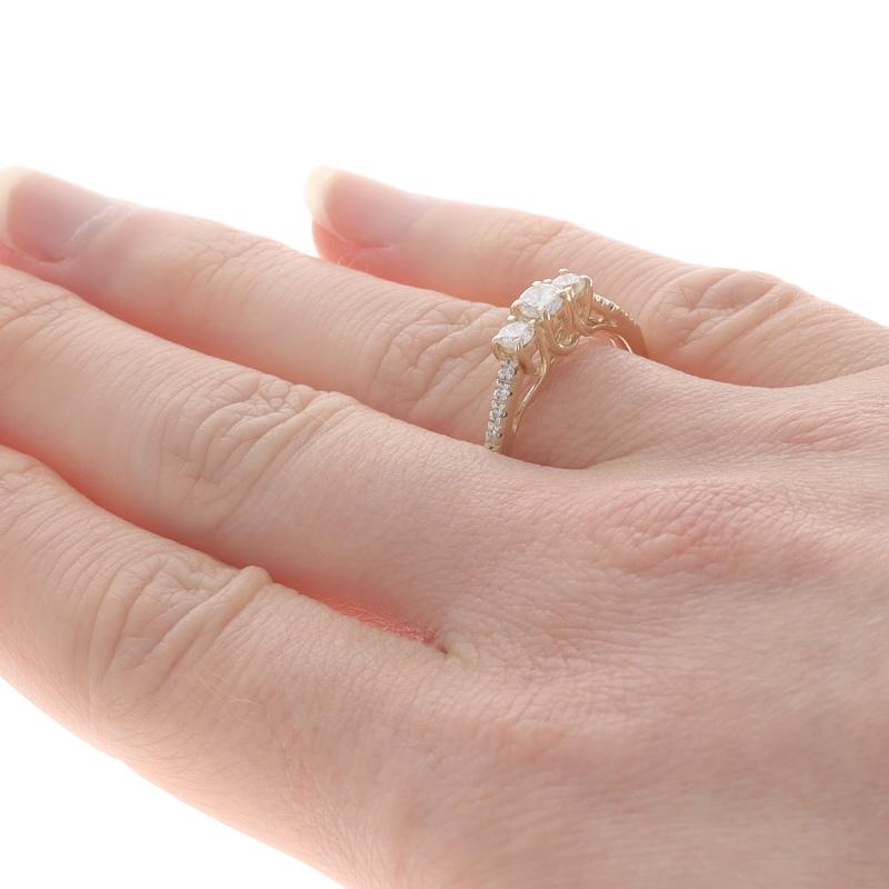Women's Yellow Gold Diamond Three-Stone Engagement Ring - 14k Round Brilliant .50ctw For Sale