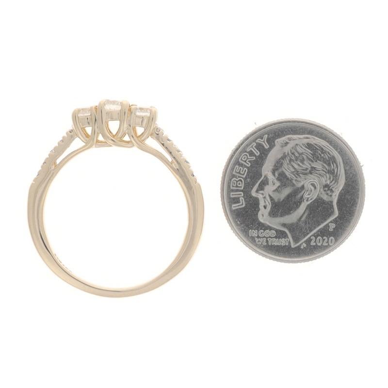Yellow Gold Diamond Three-Stone Engagement Ring - 14k Round Brilliant .50ctw For Sale 1