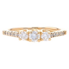 Yellow Gold Diamond Three-Stone Engagement Ring - 14k Round Brilliant .50ctw