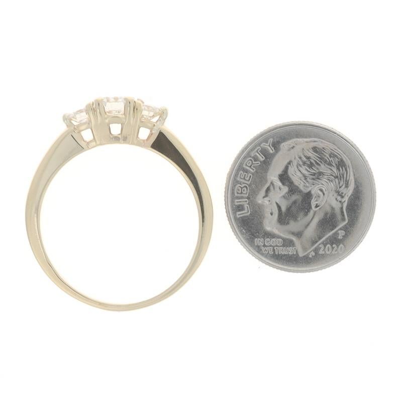 Women's Yellow Gold Diamond Three-Stone Engagement Ring - 14k Round Brilliant .78ctw For Sale