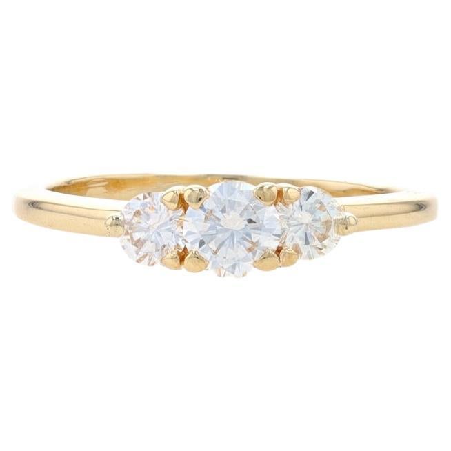 Yellow Gold Diamond Three-Stone Engagement Ring - 14k Round Brilliant .78ctw For Sale