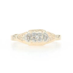 Yellow Gold Diamond Three-Stone Engagement Ring - 14k Single Cut Vintage