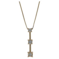 Yellow Gold Diamond Three-Stone Journey Necklace 18 1/4" - 14k Rd .25ctw Love