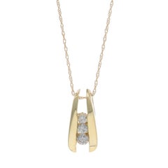 Yellow Gold Diamond Three-Stone Necklace 18" - 10k Rd .25ctw Past Present Future