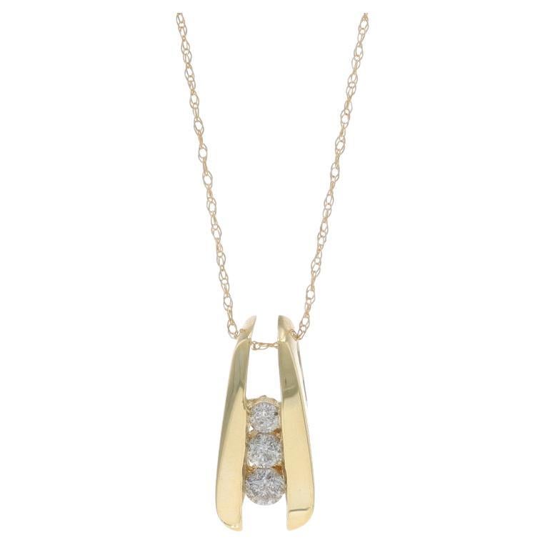 Yellow Gold Diamond Three-Stone Necklace 18" - 10k Rd .25ctw Past Present Future