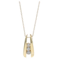 Yellow Gold Diamond Three-Stone Necklace 18" - 10k Rd .25ctw Past Present Future