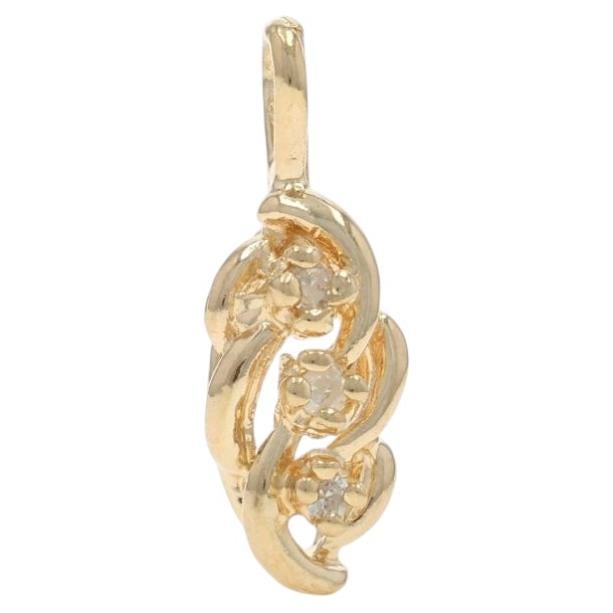 Yellow Gold Diamond Three-Stone Pendant - 14k Single Cut For Sale
