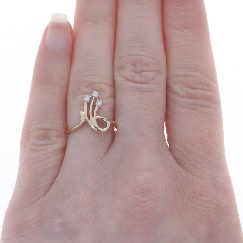 Gelbgold-Diamantring mit drei Steinen - 14k runder Brillantbandschleife mit Schleife (Rundschliff)