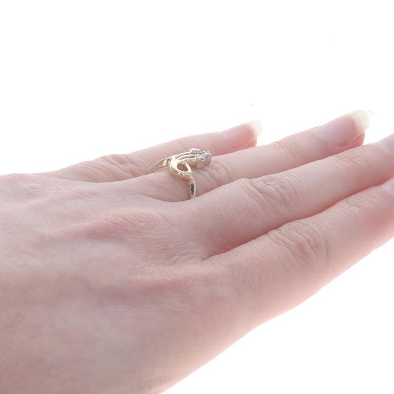 Gelbgold-Diamantring mit drei Steinen - 14k runder Brillantbandschleife mit Schleife Damen