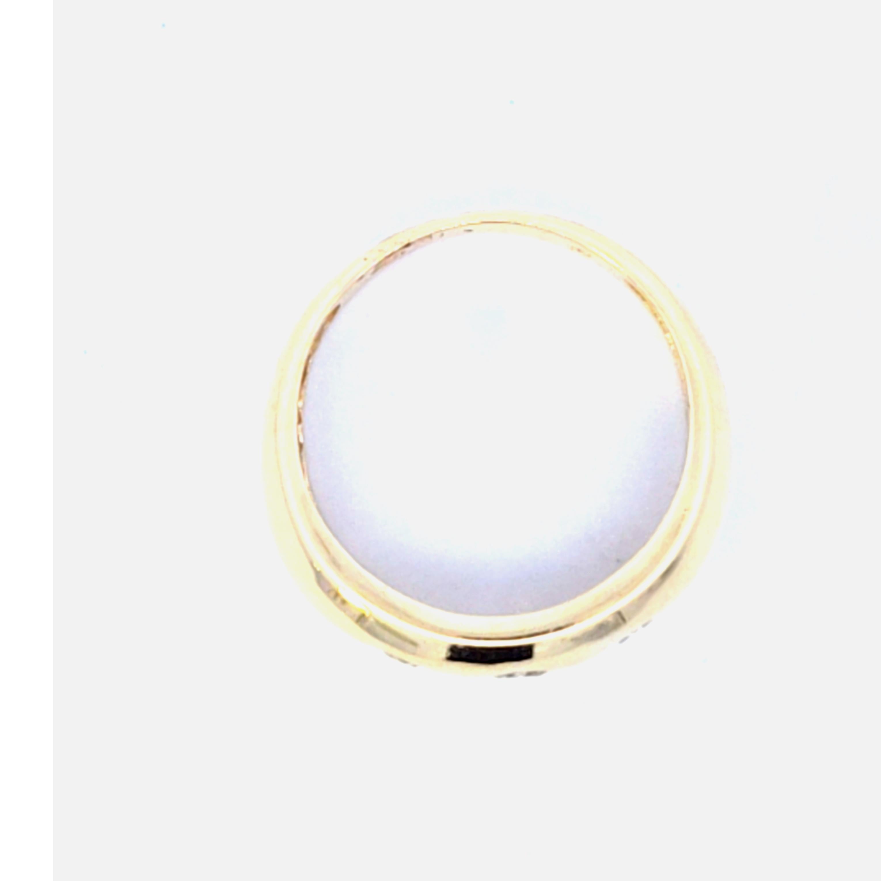 Bague à trois pierres en or jaune et diamant en vente 2