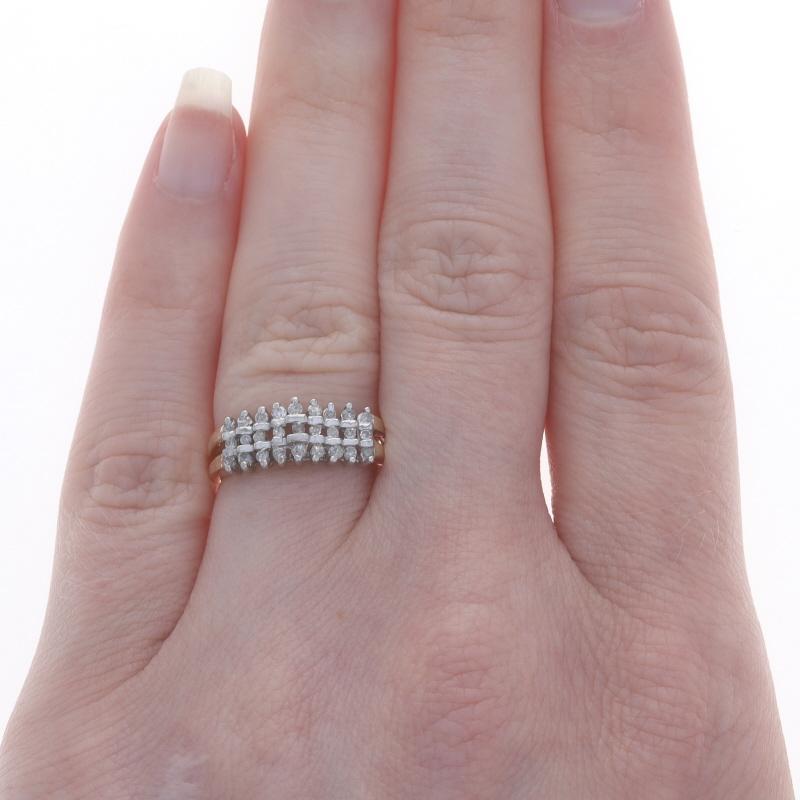 Yellow Gold Diamond Tiered Cluster Band - 10k Single Cut .25ctw Ring In Excellent Condition For Sale In Greensboro, NC