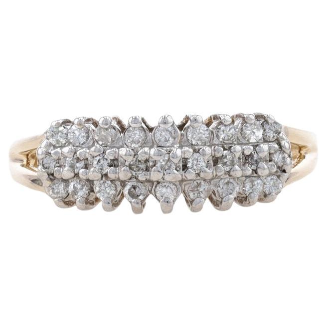 Yellow Gold Diamond Tiered Cluster Band - 14k Round Brilliant .25ctw Ring For Sale