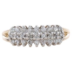 Yellow Gold Diamond Tiered Cluster Band - 14k Round Brilliant .25ctw Ring