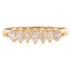 Gelbgold Diamant gestaffelter Sieben-Stein-Ring - 14k Marquise 1/4ctw Ring