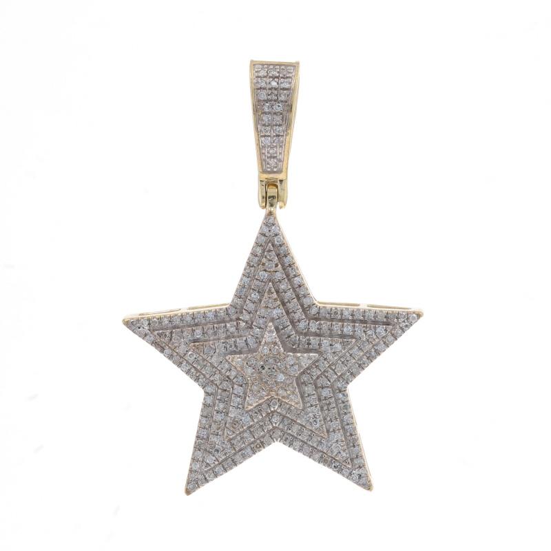 Contenu métallique : Or jaune 10k et or blanc 10k

Informations sur les pierres

Diamants naturels
Carat(s) : .75ctw
Coupe : Simple
Couleur : H - I
Clarté : SI2 - I1

Total des carats : .75ctw

Style : Cluster
Thème : Étoiles en gradins,