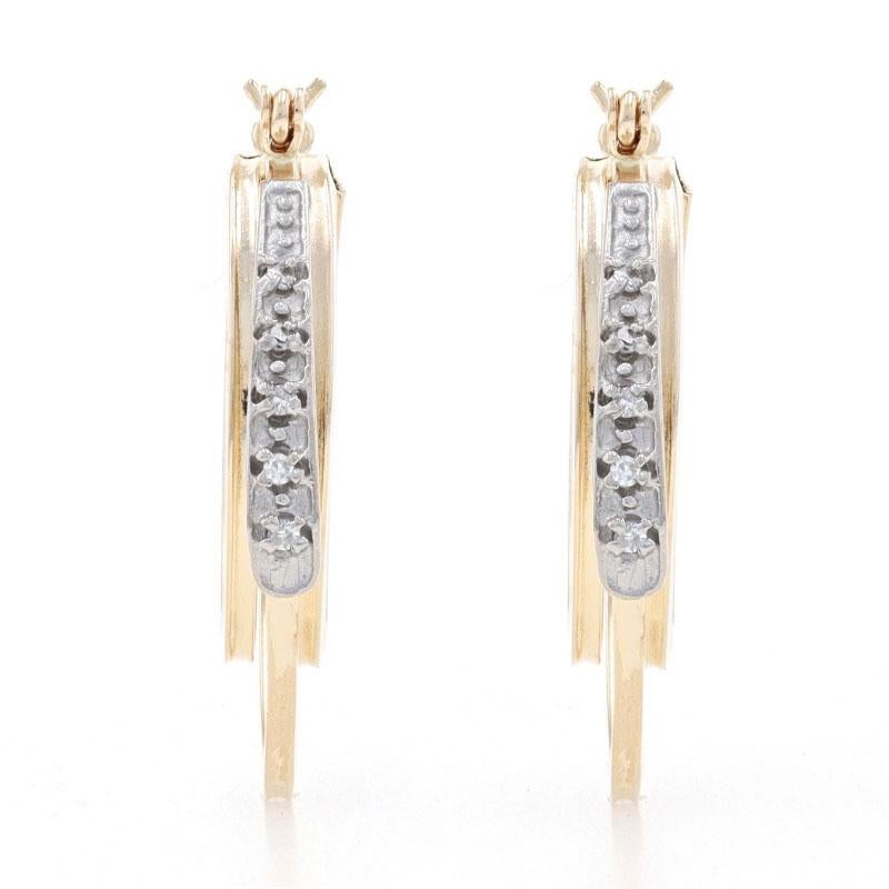 Gelbgold Diamant-Ohrringe mit drei Schleifen - 14k Einzelschliff durchbohrt (Einfacher Schliff) im Angebot