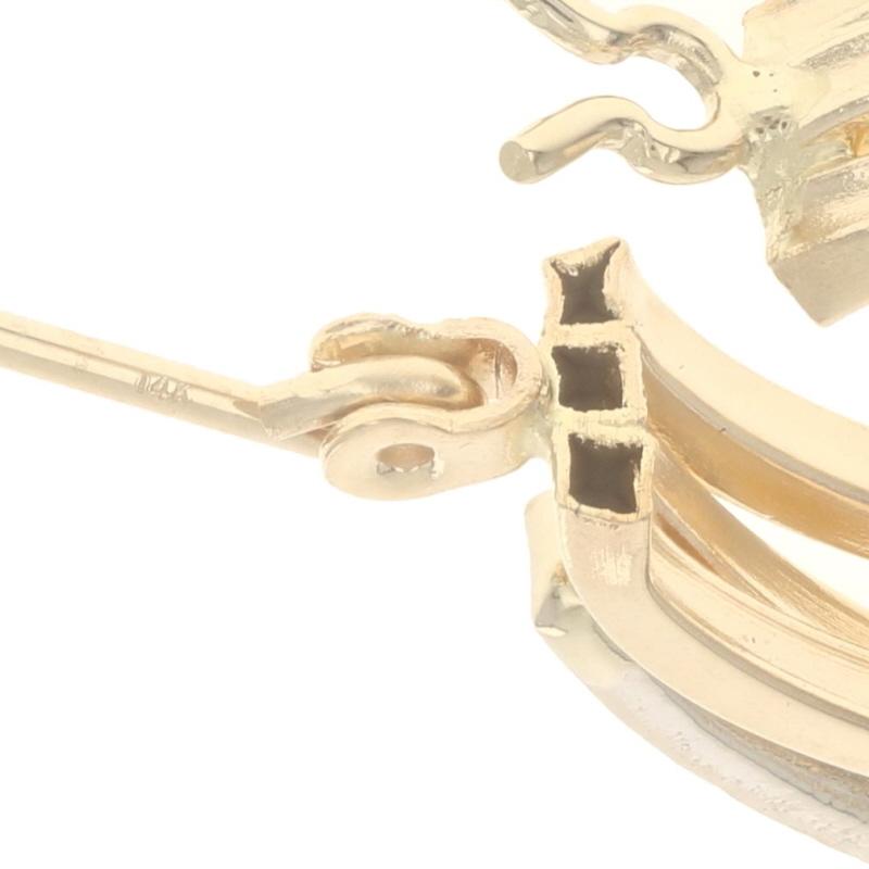 Yellow Gold Diamond Triple Loop Hoop Earrings - 14k Single Cut Pierced For Sale 1