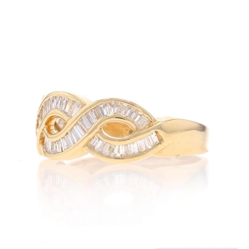 Bague torsadée en or jaune 14k baguette 1,00 ctw Excellent état - En vente à Greensboro, NC