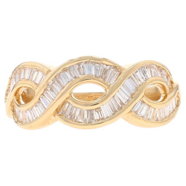 Yellow Gold Diamond Twist Band - 14k Baguette 1.00ctw Ring