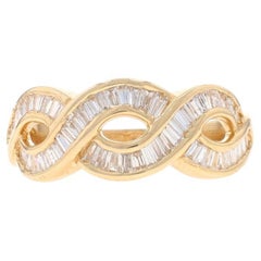 Anillo de oro amarillo con diamantes en espiral - Anillo Baguette 14k 1.00ctw