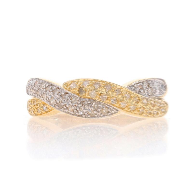 Size: 7
Sizing Fee: Up 1 size for $60 or Down 1/2 a size for $40

Metal Content: 14k Yellow Gold & 14k White Gold

Stone Information

Natural Diamonds
Carat(s): .25ctw
Cut: Single
Color: H - I
Clarity: I1 - I2

Total Carats: .25ctw

Style: