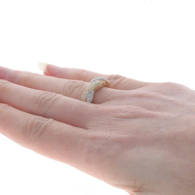 Yellow Gold Diamond Twist Band - 14k Single Cut .25ctw Ring 1