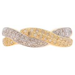 Yellow Gold Diamond Twist Band - 14k Single Cut .25ctw Ring