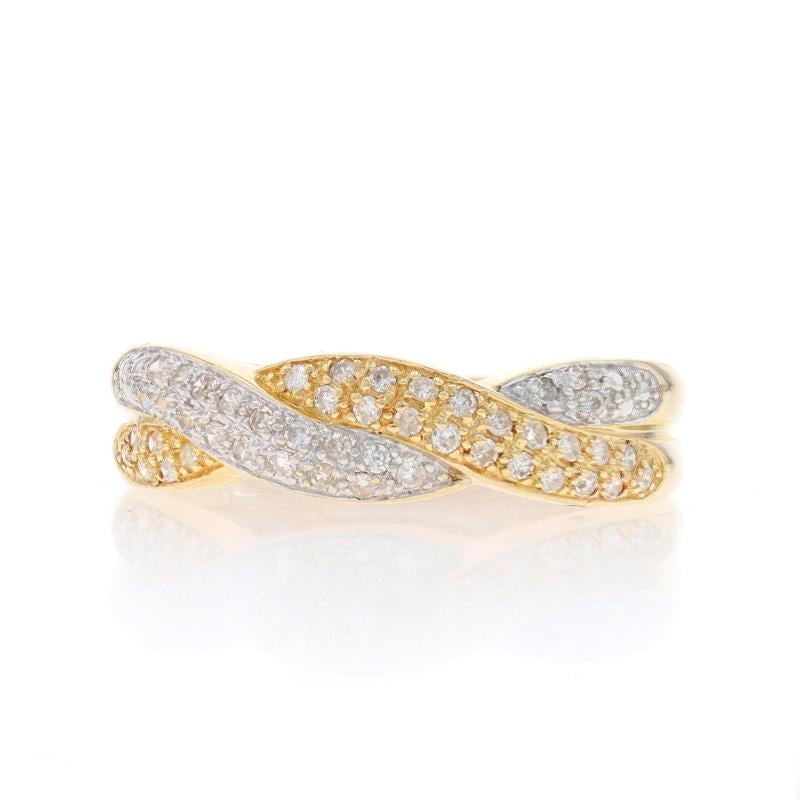 Size: 9 1/4
Sizing Fee: Up 1 1/2 sizes for $50 or Down 1 size for $40

Metal Content: 14k Yellow Gold & 14k White Gold

Stone Information

Natural Diamonds
Carat(s): .33ctw
Cut: Single
Color: G - I
Clarity: SI1 - I2

Total Carats: .33ctw

Style: